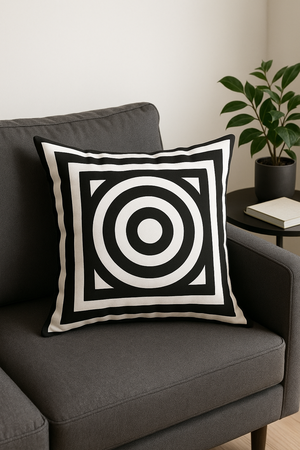housse de coussin géométrique noir et blanc pour décoration intérieure - vue 2 sur 2