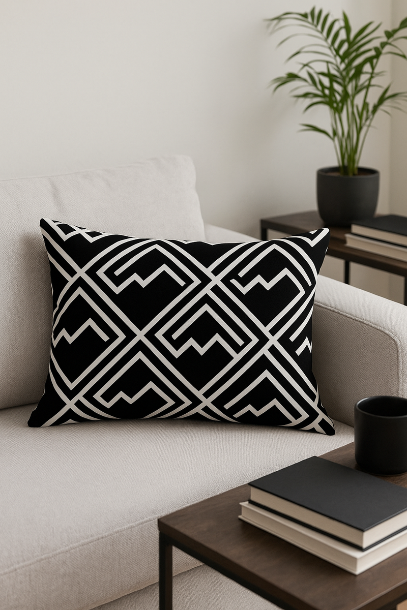 housse de coussin géométrique noir et blanc simple