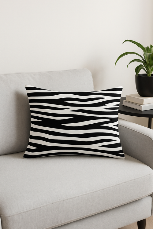 housse de coussin géométrique noir et blanc simple - vue 2 sur 2