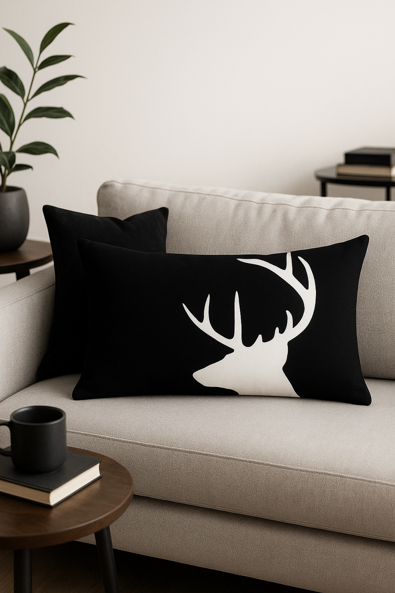 housse de coussin géométrique noir et blanc simple