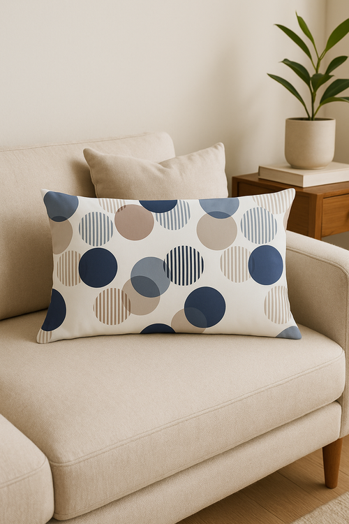 housse de coussin géométrique noir et jaune 30 x 50 cm - vue 2 sur 2