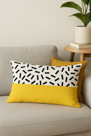 housse de coussin géométrique noir et jaune 30 x 50 cm
