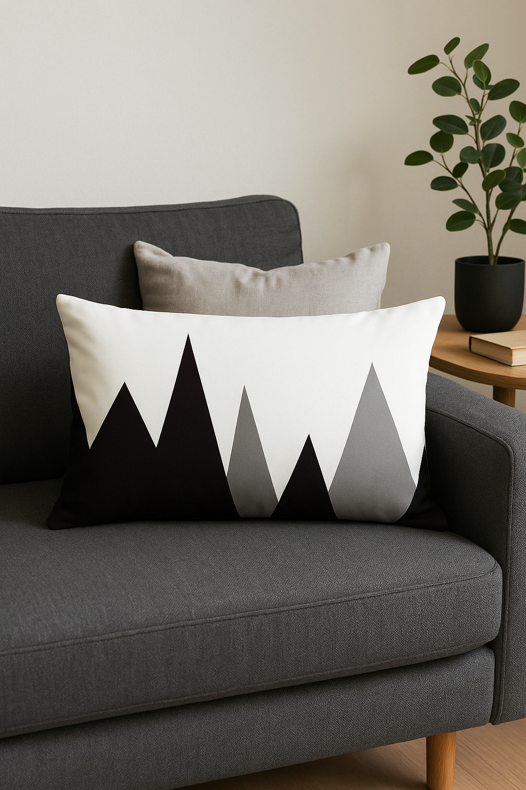 housse de coussin géométrique noir et jaune 30 x 50 cm - vue 2 sur 2