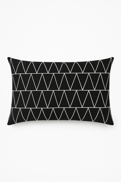 housse de coussin géométrique noir et jaune 30x50 cm