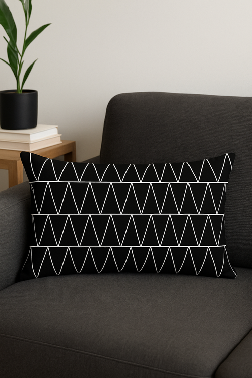 housse de coussin géométrique noir et jaune 30x50 cm - vue 2 sur 2