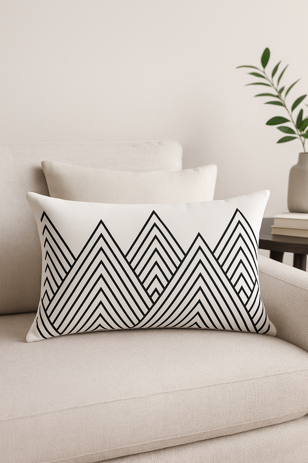 housse de coussin géométrique noir et jaune 30x50 cm - vue 2 sur 2