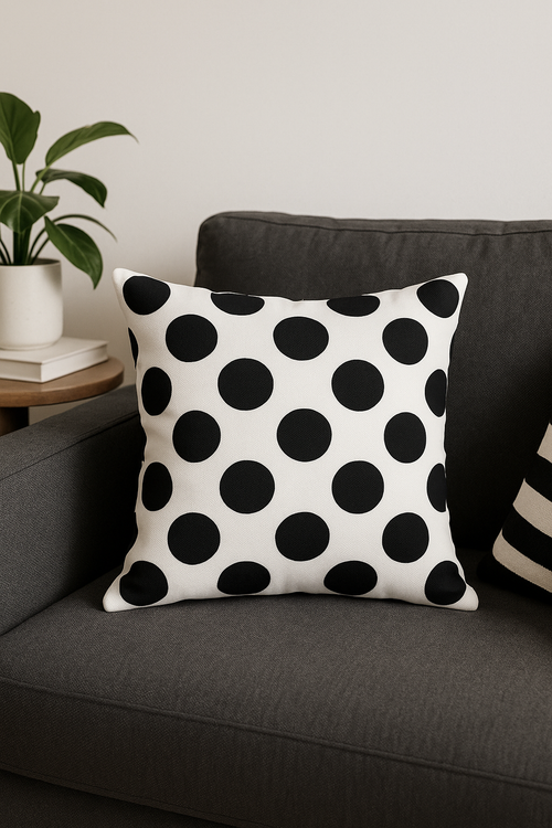 housse de coussin géométrique noire et blanche design moderne - vue 2 sur 2