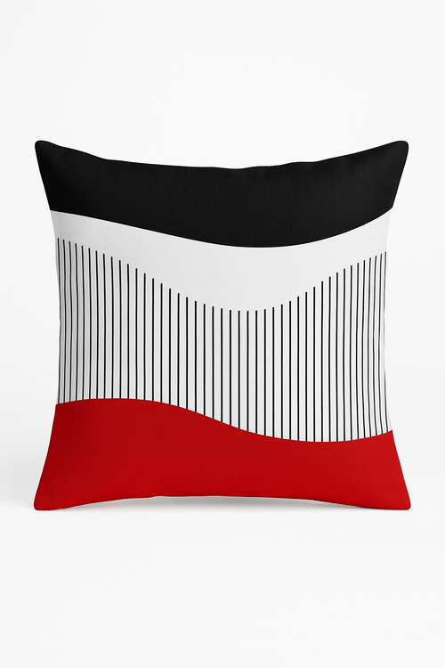 housse de coussin géométrique noire et rouge décorative