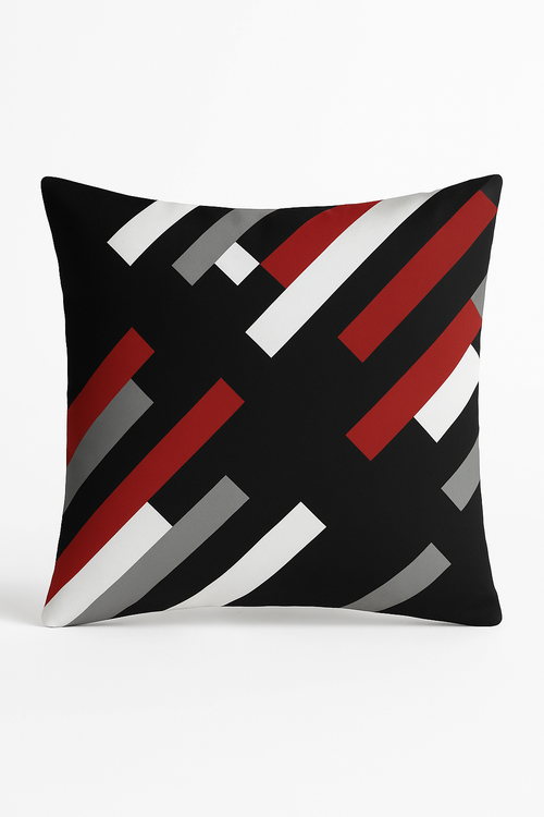 housse de coussin géométrique noire et rouge décorative
