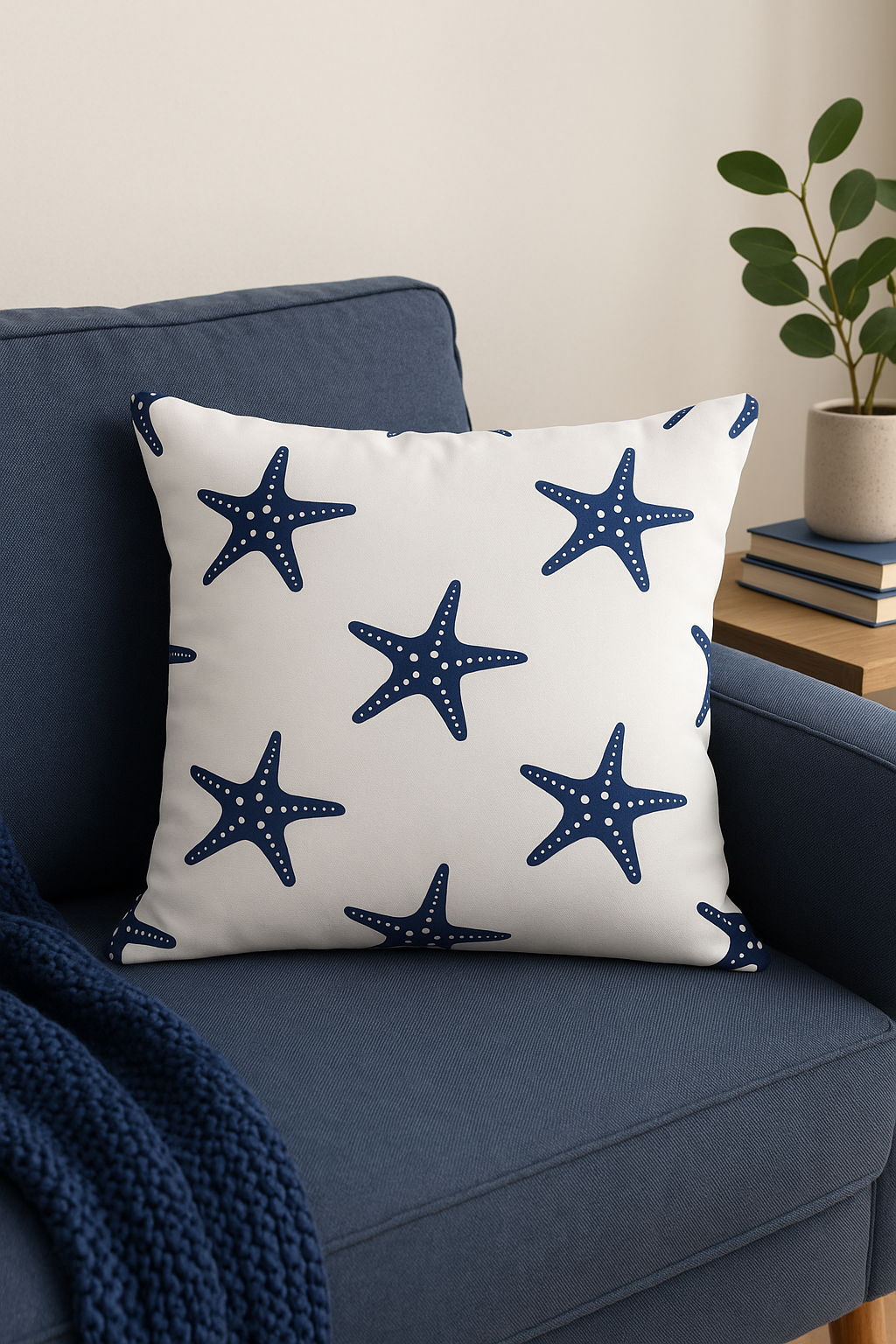 housse de coussin géométrique nordique bleu marine élégante moderne - vue 2 sur 2