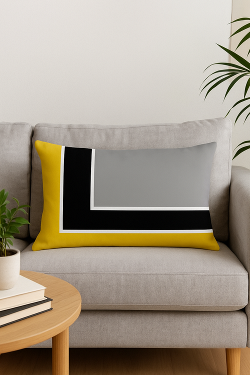 housse de coussin géométrique nordique jaune et rouge 30 x 50 cm - vue 2 sur 2