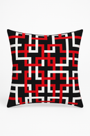 housse de coussin géométrique rouge et noire pour canapé