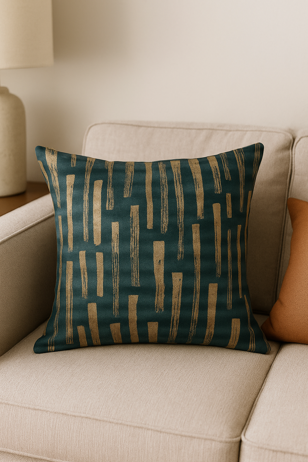 housse de coussin géométrique style ethnique couleur or luxueuse - vue 2 sur 2