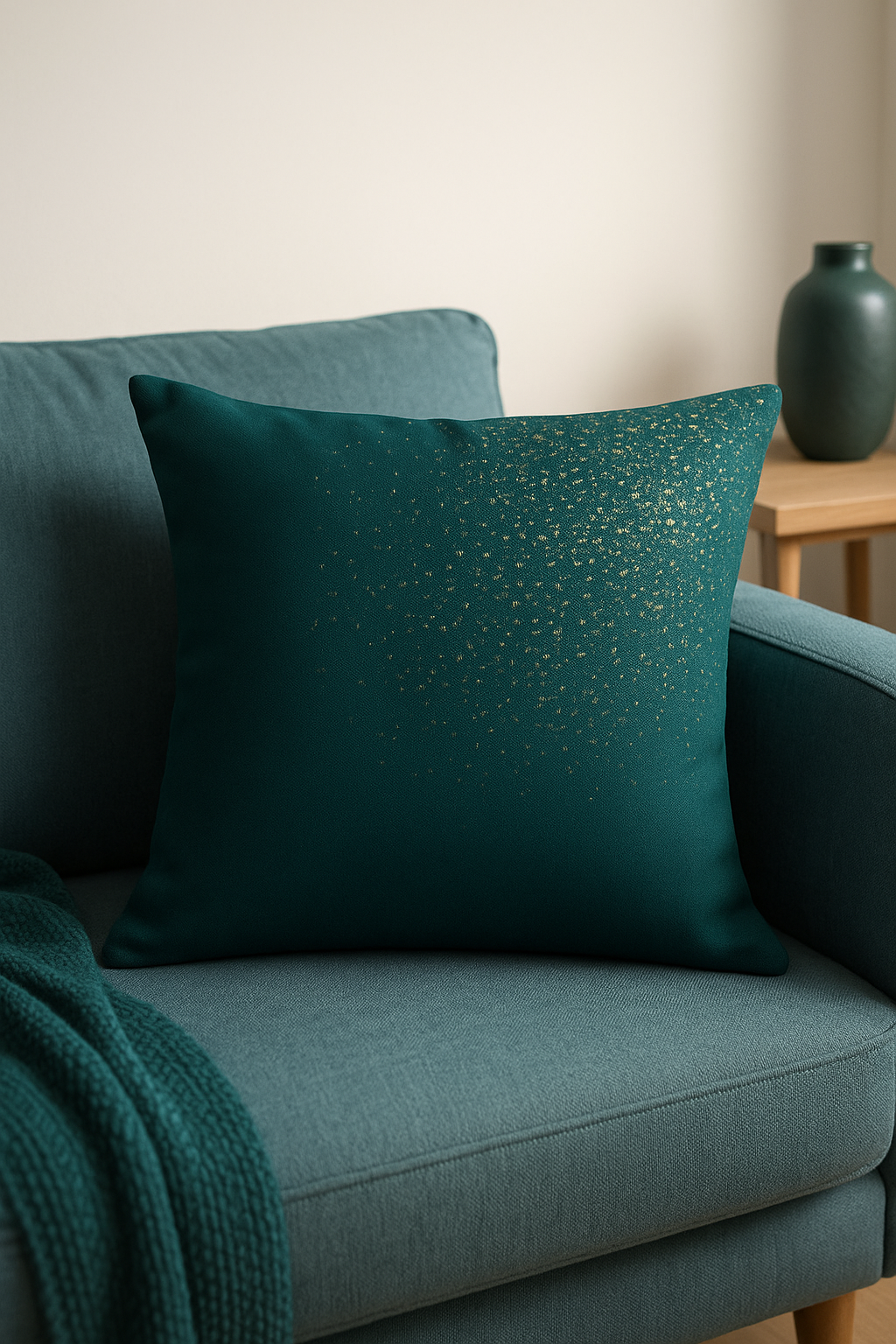 housse de coussin géométrique style ethnique or clair