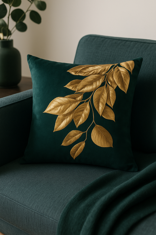 housse de coussin géométrique style ethnique or clair - vue 2 sur 2