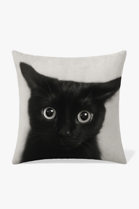 housse de coussin imprimée chat noir pour décoration intérieure
