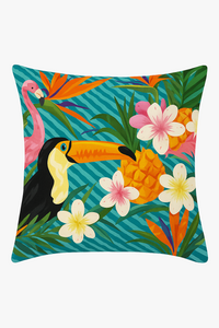 housse de coussin imprimée perroquet style tropical pour canapé