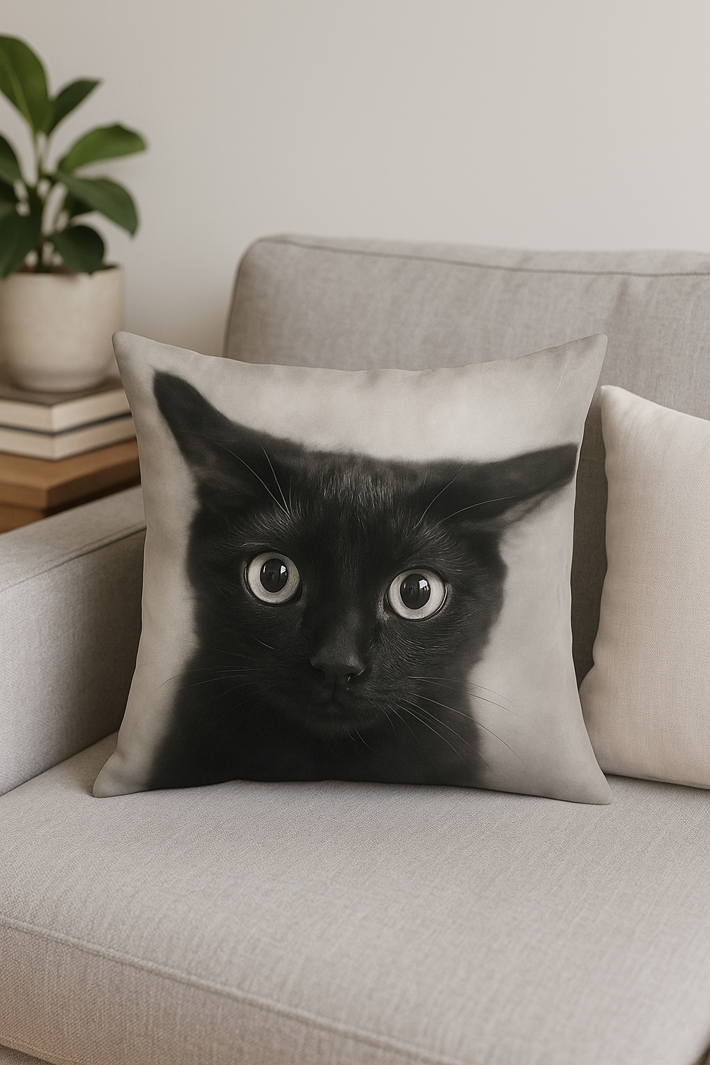 housse de coussin imprimée chat noir pour décoration intérieure