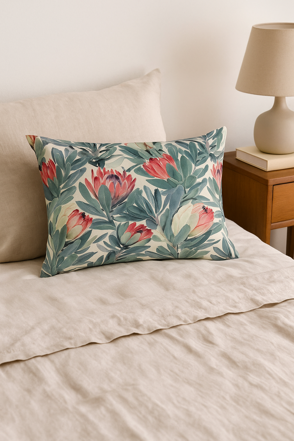 housse de coussin imprimée fleurs tropicales 30x50 cm décorative - vue 2 sur 2