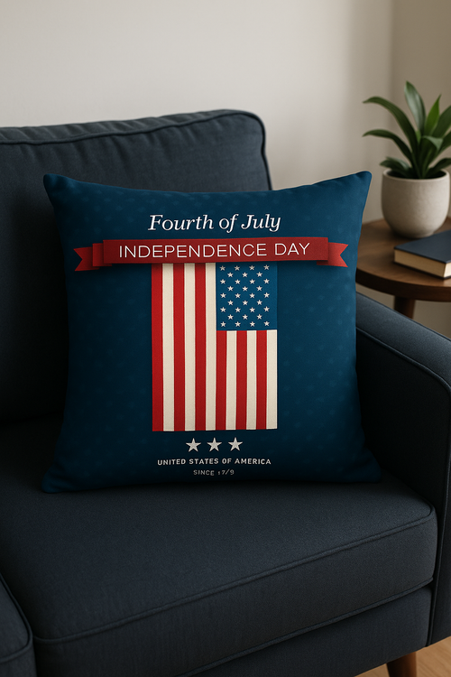 housse de coussin imprimée love usa décoration pour le jour de l'indépendance - vue 2 sur 2