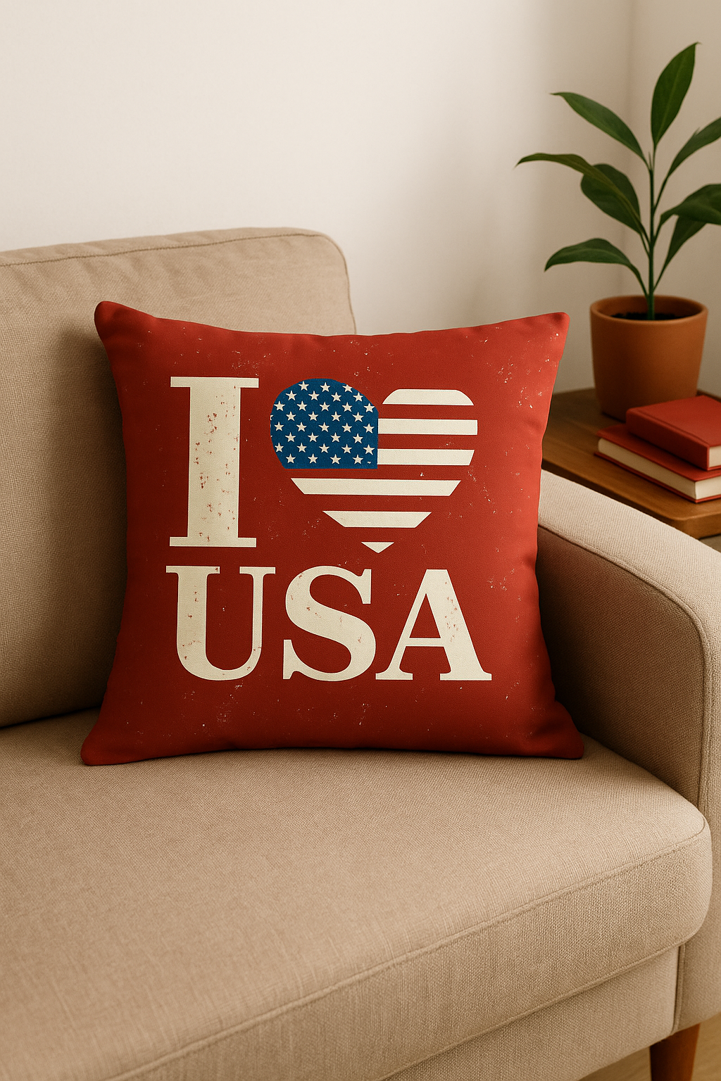 housse de coussin imprimée love usa pour le 4 juillet - vue 2 sur 2