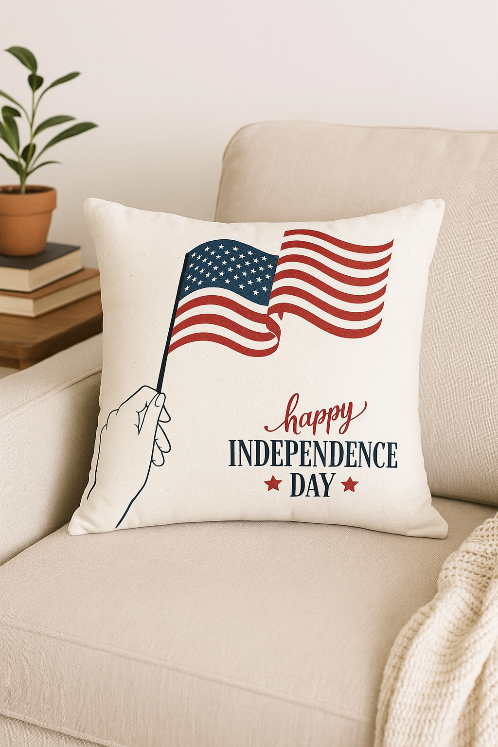 housse de coussin imprimée love usa pour le jour de l'indépendance - vue 2 sur 2