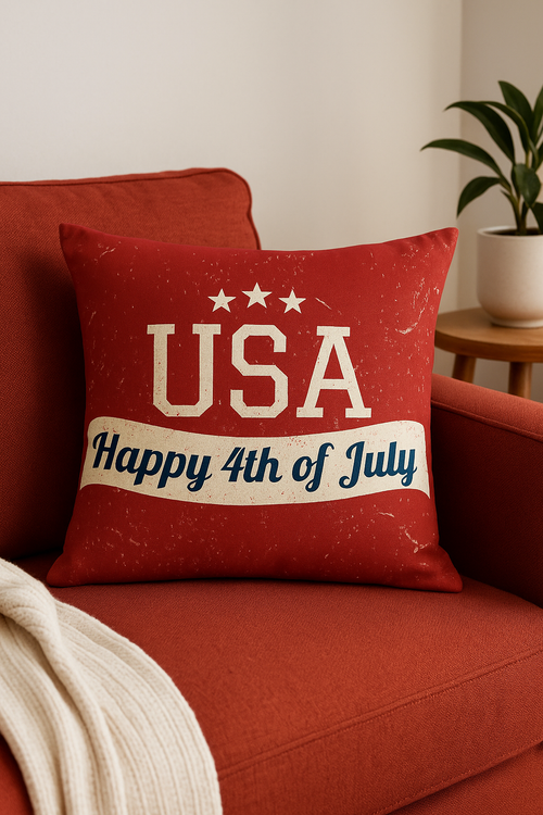 housse de coussin imprimée love usa pour le jour de l'indépendance - vue 2 sur 2