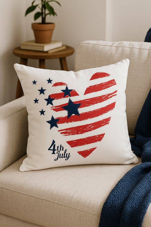 housse de coussin imprimée love usa pour le jour de l'indépendance - vue 2 sur 2
