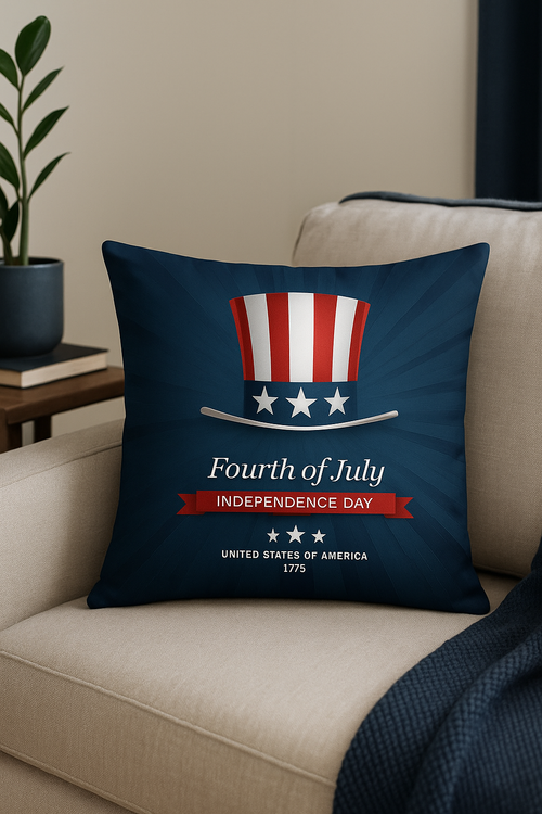 housse de coussin imprimée love usa pour le jour de l'indépendance - vue 2 sur 2
