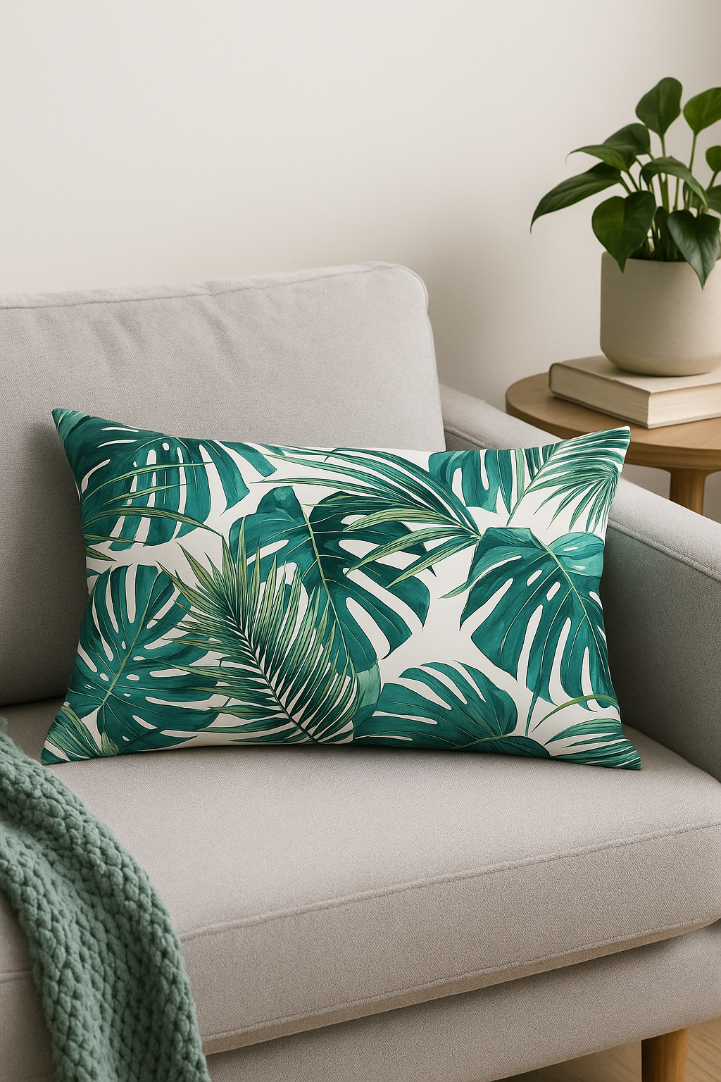housse de coussin imprimée motif fleurs tropicales 30x50 cm - vue 2 sur 2