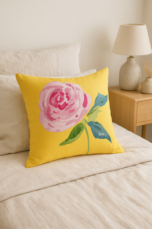 housse de coussin jaune carrée pour décoration intérieure - vue 2 sur 2
