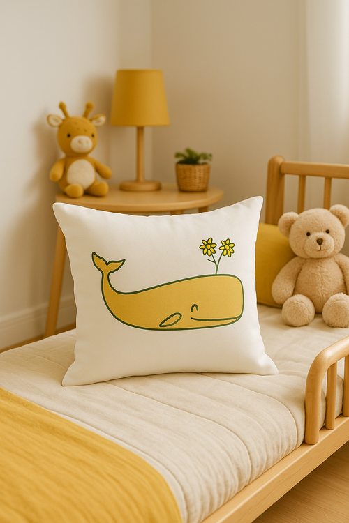 housse de coussin jaune carrée pour décoration intérieure - vue 2 sur 2