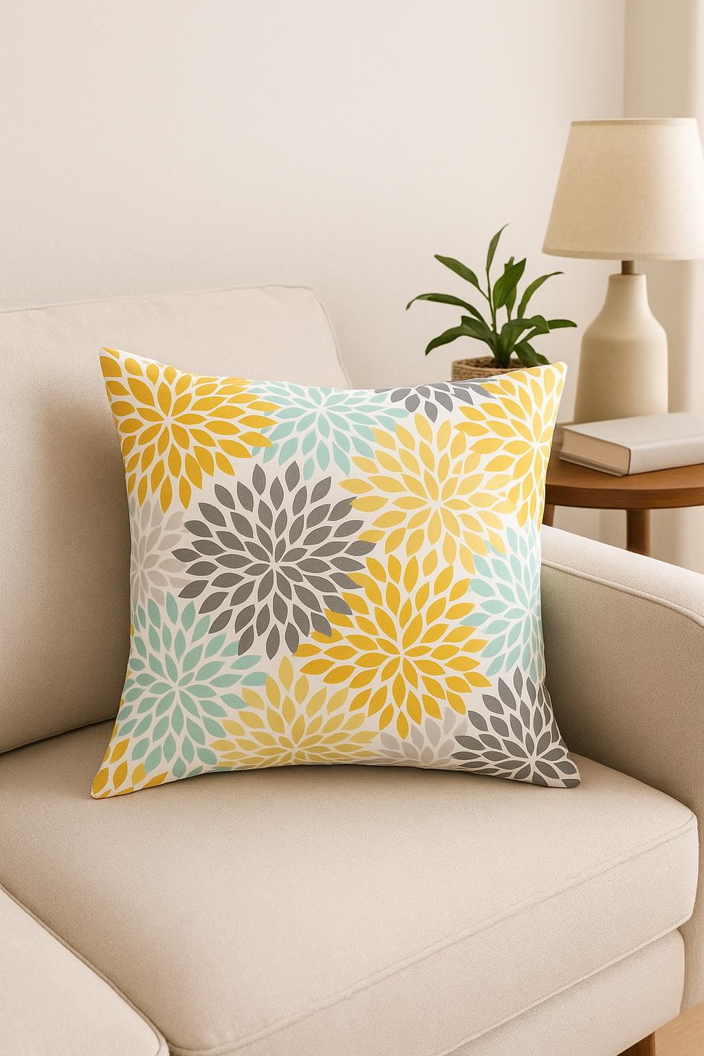 housse de coussin jaune carrée pour décoration intérieure