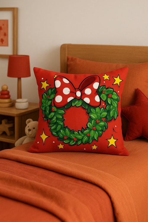 housse de coussin mickey et minnie pour noël - vue 2 sur 2