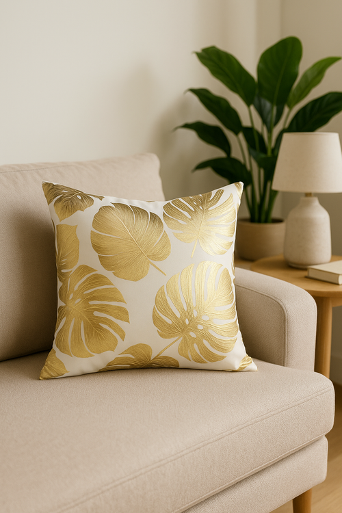 housse de coussin moderne à motif géométrique végétal - vue 2 sur 2