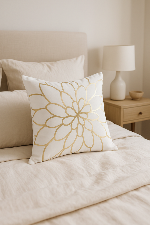 housse de coussin moderne avec motif géométrique végétal - vue 2 sur 2