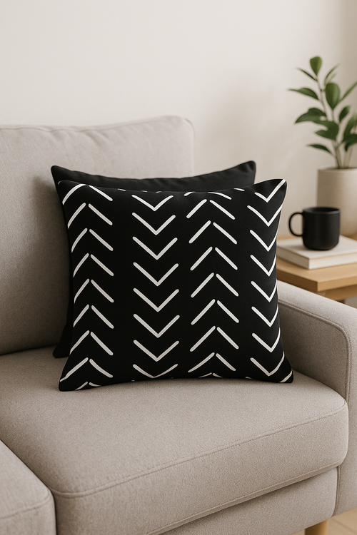 housse de coussin moderne géométrique noir et blanc - vue 2 sur 2