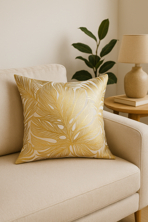 housse de coussin moderne motif géométrique feuille décoratif - vue 2 sur 2
