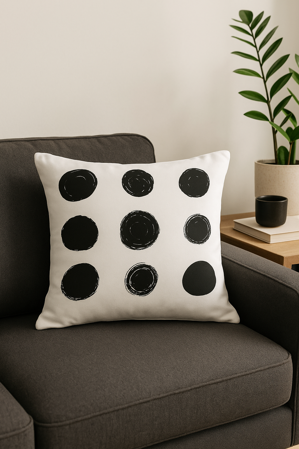 housse de coussin moderne noir et blanc géométrique décorative - vue 2 sur 2