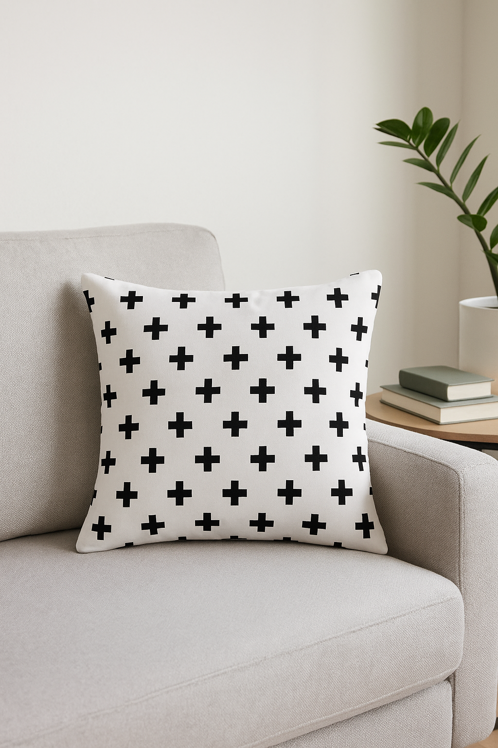housse de coussin moderne noir et blanc géométrique décorative - vue 2 sur 2
