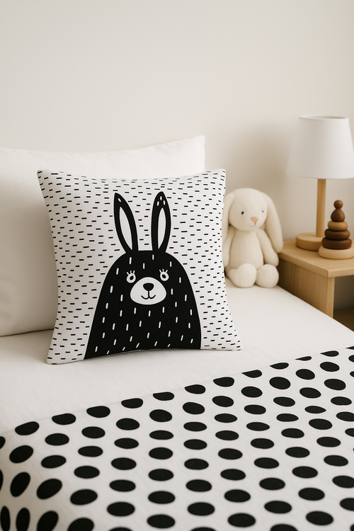 housse de coussin moderne noire et blanche géométrique décorative - vue 2 sur 2