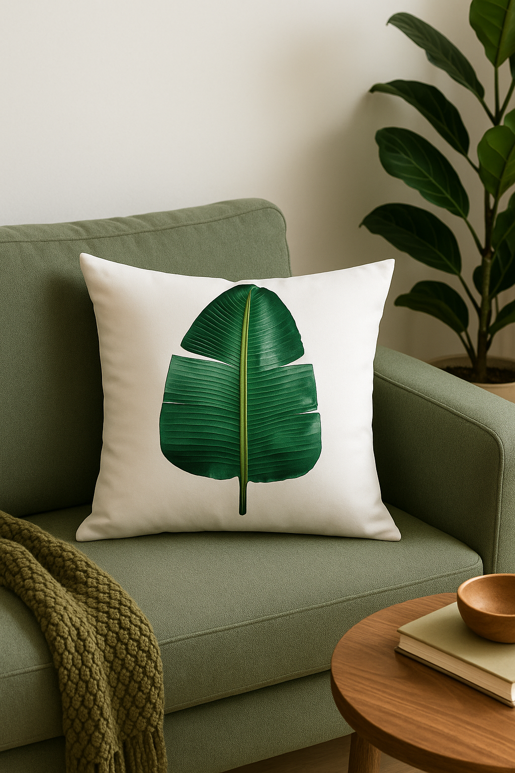 housse de coussin motif cactus monstera et plantes tropicales - vue 2 sur 2