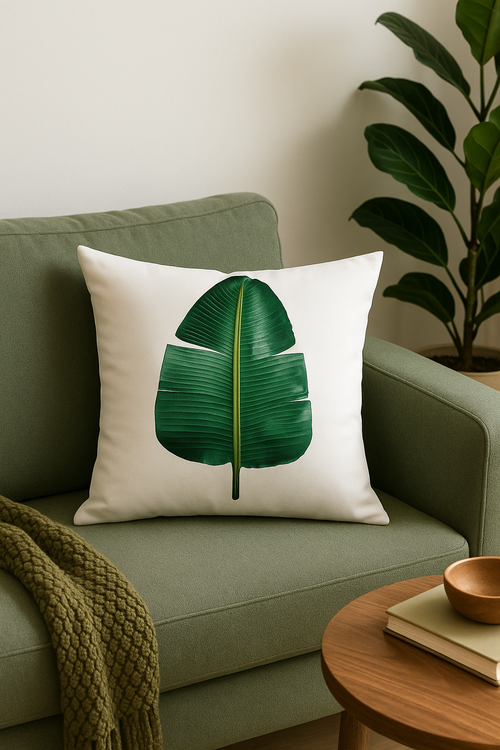 housse de coussin motif cactus monstera et plantes tropicales - vue 2 sur 2