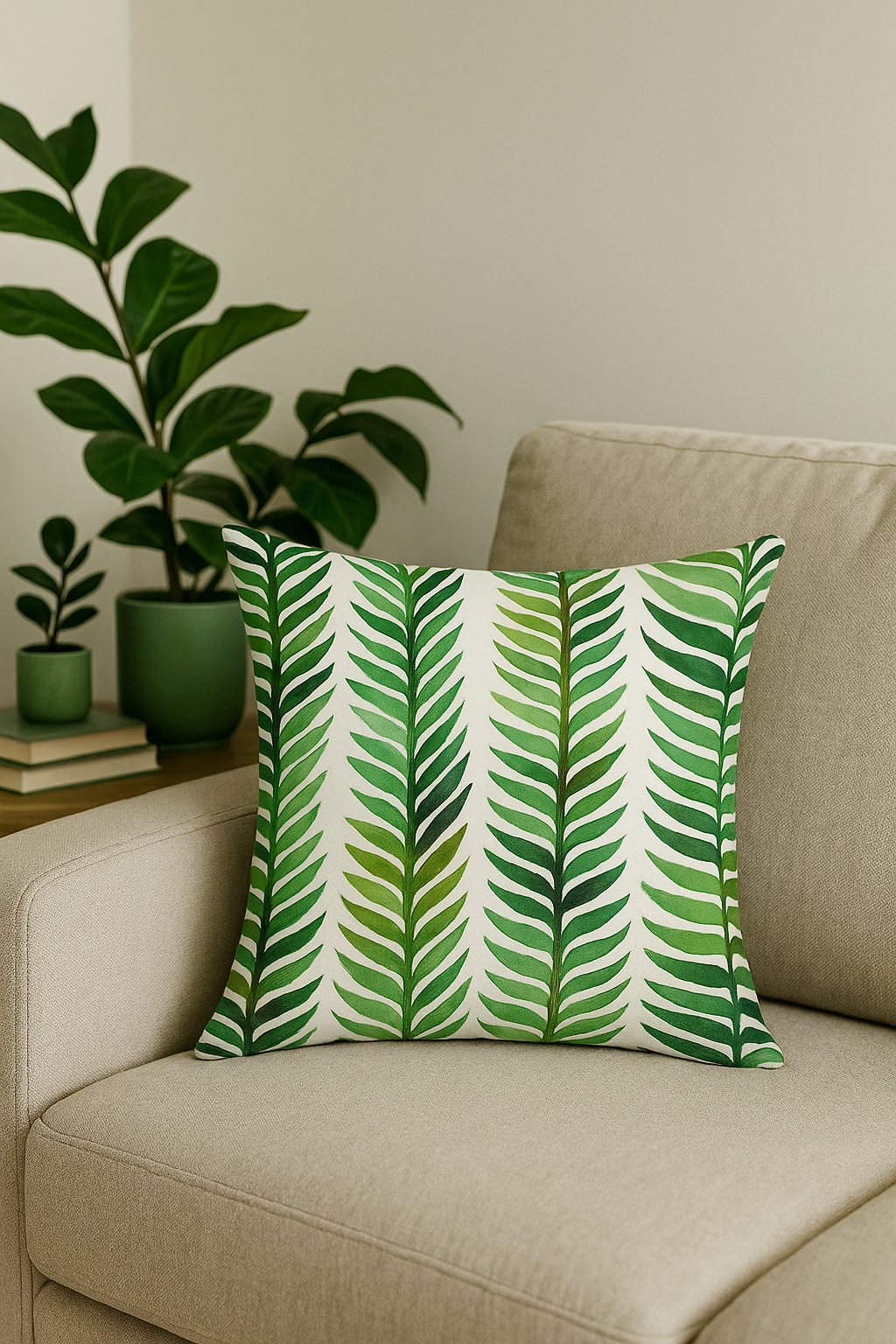 housse de coussin motif cactus monstera et plantes tropicales - vue 2 sur 2