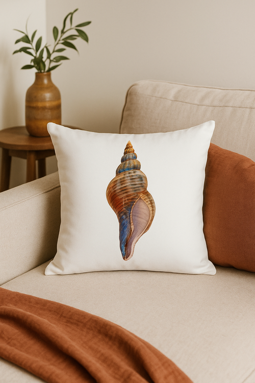 housse de coussin motif coquillage pour décoration marine - vue 2 sur 2
