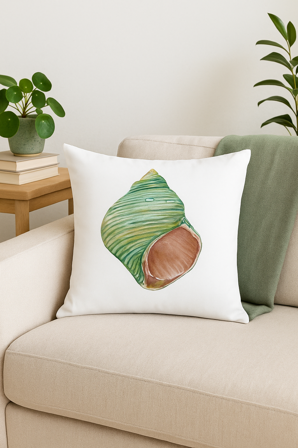 housse de coussin motif coquillage style marin décoratif - vue 2 sur 2