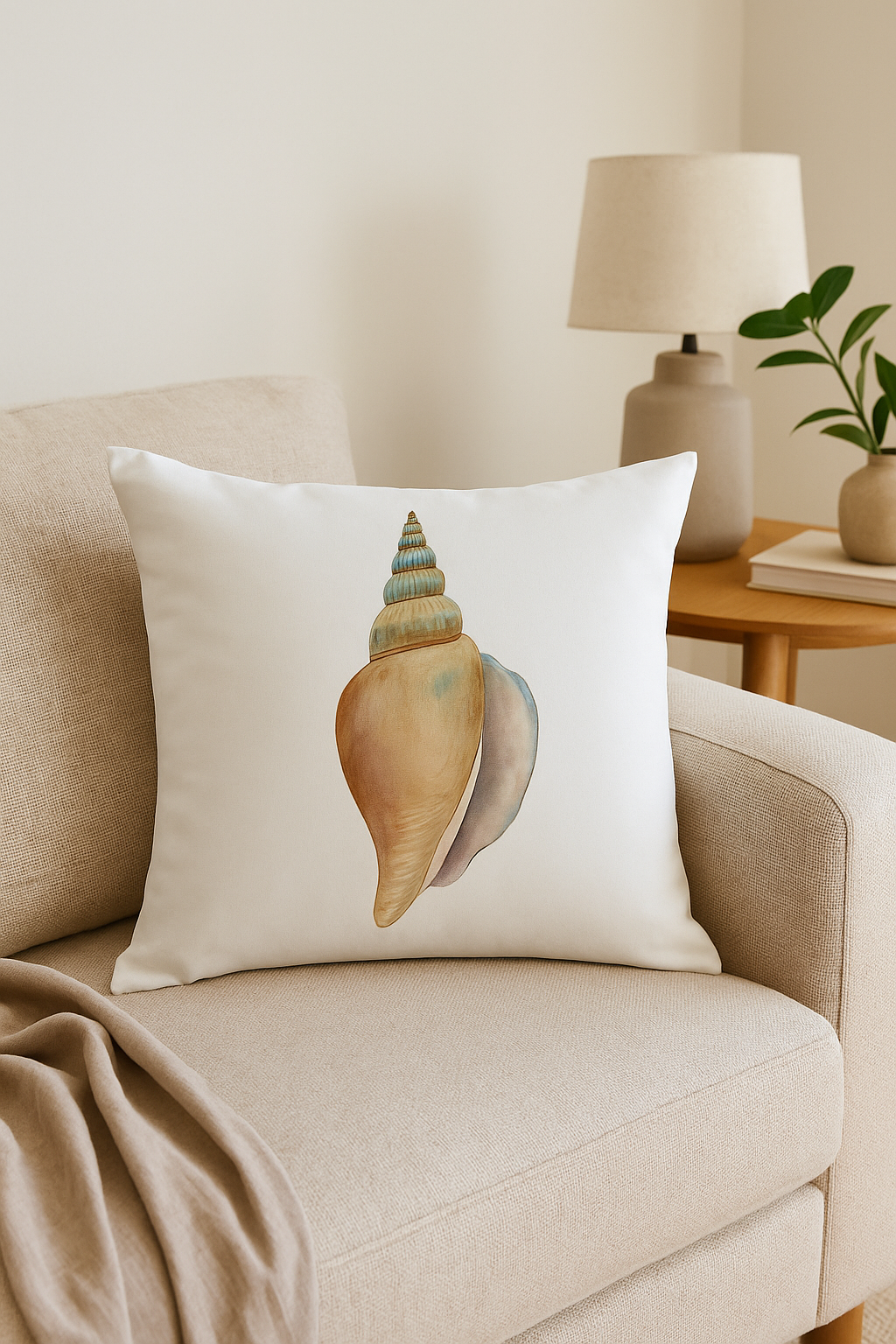 housse de coussin motif coquillage style marin décoratif - vue 2 sur 2