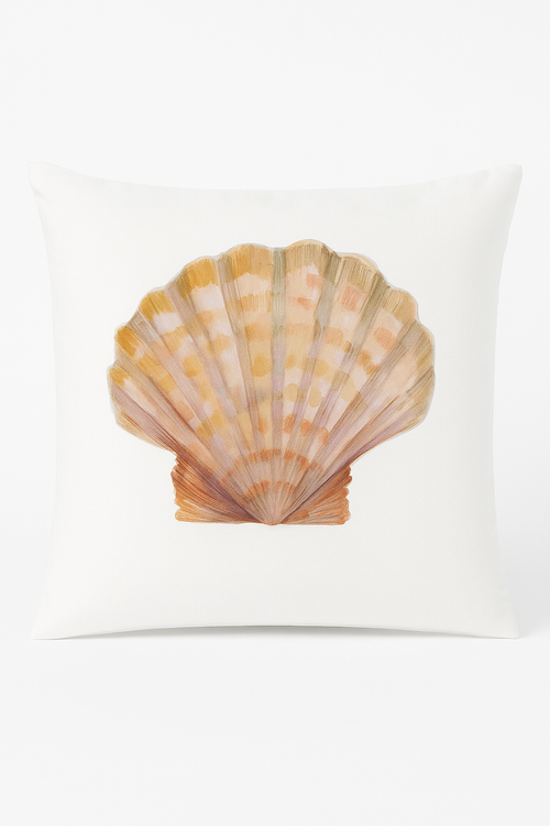 housse de coussin motif coquillage style marin décoratif