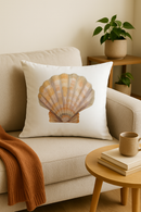 housse de coussin motif coquillage style marin décoratif