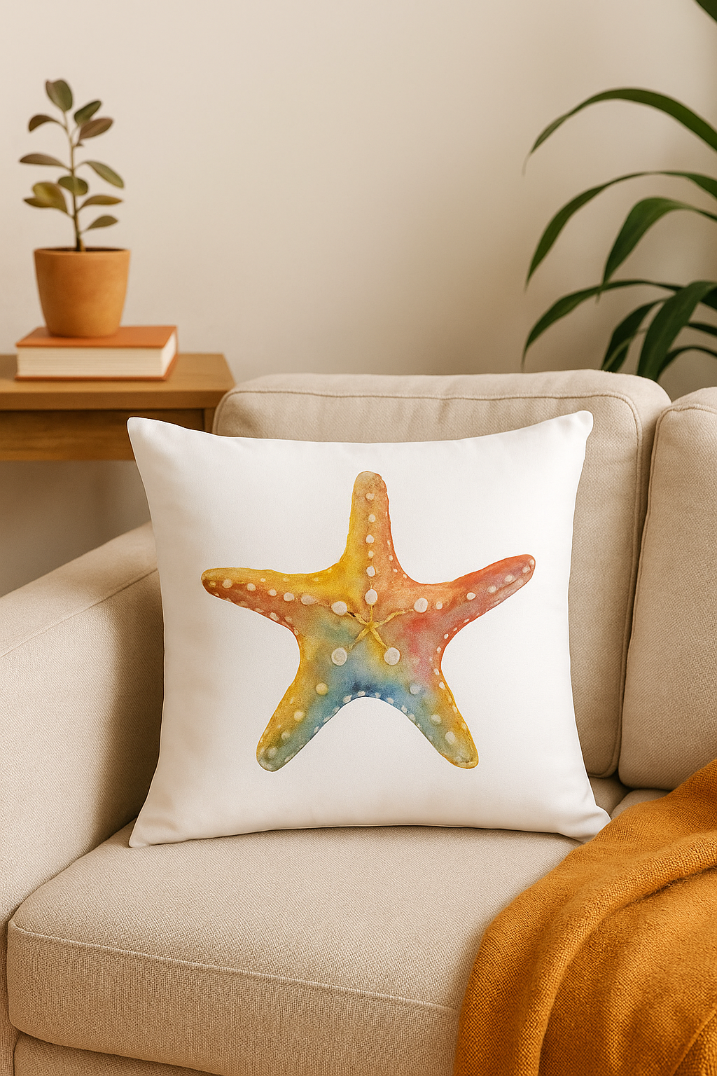 housse de coussin motif coquillage style marin pour canapé - vue 2 sur 2
